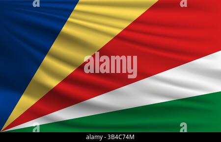 Vektorfahne der Seychellen winken Nahaufnahmebild Hintergrund Illustration Stock Vektor