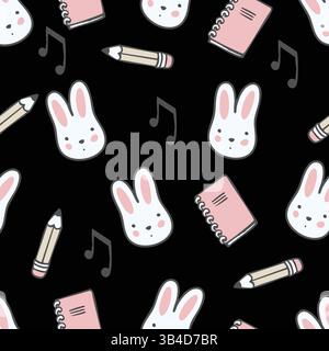 Nahtloses Muster mit chinesischen Häschen im Cartoon-Stil. Vektor. Stock Vektor