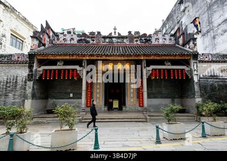 Hong Chan Kuan chinesischer Tempel, Außenansicht in Macau Stockfoto
