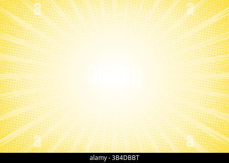 Sonnenstrahlen. Gelbe Sonnenstrahlen. Sunburst Hintergrund. Sternstrahl. Radiale Berstlinie. Retro-Muster. Starburst-Leuchte. Orangefarbene glänzende Linien. Sonnenstrahl-Streifen. Banner Stock Vektor