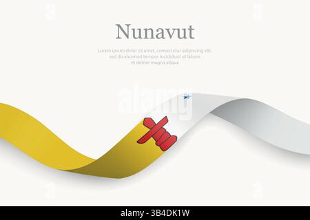 Nunavut-Flagge auf gewelltem Band mit elegantem Design. Provinz Kanada Stock Vektor