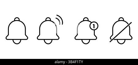 Vektor des Symbols für die Benachrichtigungsglocke auf weißem Hintergrund isoliert Stock Vektor