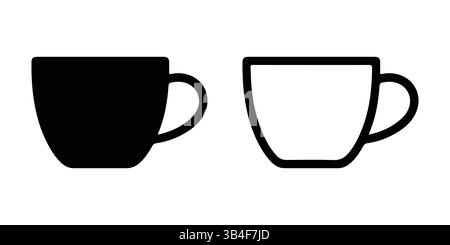 Cup Silhouette und Linie Symbol Vektor Illustration auf weißem Hintergrund Stock Vektor