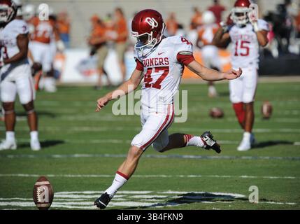 10. Oktober 2015: Oklahoma Sooners platzierten Kicker Eric Hosek #47 im NCAA Red River Showdown Football Spiel zwischen den Oklahoma Sooners und den Texas Longhorns im Cotton Bowl Stadium in Dallas, Texas, besiegte Oklahoma 24-17 Albert Pena/CSM(Credit Image: © Albert Pena/CSM via ZUMA Wire) Stockfoto