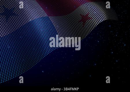 Digitale Panama-Flagge aus Punkten, winkt über einem sternenklaren dunklen Hintergrund Stock Vektor