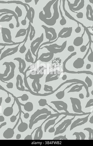 Abstraktes Blumenmuster mit Pinsel für Poster- oder Kartendesign. Minimalistischer Hintergrund für soziale Medien oder Wandkunst Stock Vektor