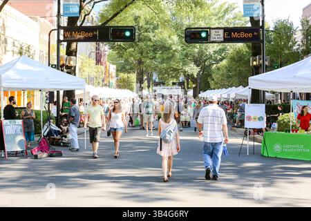 19. September 2015 - Greenville, SC, Vereinigte Staaten von Amerika - der Bauernmarkt entlang der Main Street im Zentrum von Greenville, South Carolina. (Bild: © Richard Ellis Via ZUMA Wire) Stockfoto