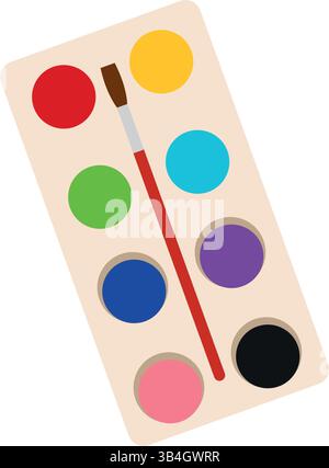 Aquarellset mit Pinsel. Vektorabbildung Stock Vektor
