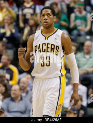 18. März 2011: Indiana Pacers Small Forward Danny Granger (33) in Aktion während eines NBA-Basketballspiels zwischen den Chicago Bulls und Indiana Pacers im Conseco Fieldhouse in Indianapolis (Indiana). (Credit Image: © Pat Lovell/Cal Sport Media/ZUMAPRESS.com) Stockfoto