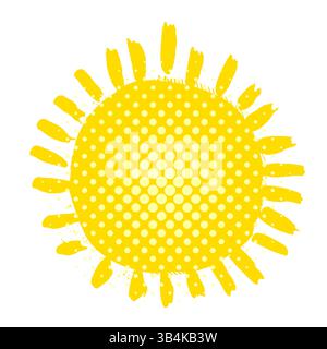 Niedlicher Sonnenschein mit Doodle. Illustration der Sonnenskizze mit Doodle. Handgezeichnet süße orange Sonne handgezeichnet. Keine KI, Scribble Doodle Kinder gezeichnet Stil. Vektor Stock Vektor