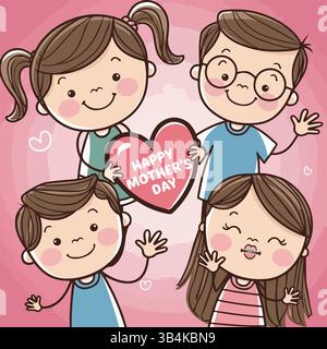 Muttertag süßer Vektor. Muttertag Stockfotos, Hohe Bilder, Zitate, Wünsche. Schöne Happy Mother's Day Typografie mit dekorativen Blumen. Stock Vektor