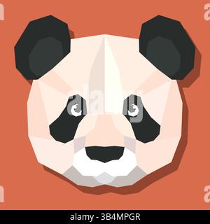 Niedriger Poly Panda Kopf vorne. Vektorabbildung Stock Vektor