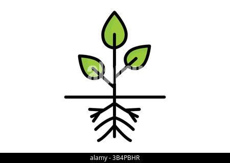 Symbol für Sämling. Symbolstil für farbige Umrisse. Symbol für Landwirtschaft. Illustration des Vektors für Agrarelemente Stock Vektor