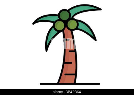 Baumsymbol. Symbolstil für farbige Umrisse. Symbol für Obstgärten. Illustration des Vektors für Agrarelemente Stock Vektor