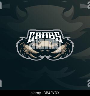 Crabs Maskottchen-Logo mit modernem Illustrationskonzept für Abzeichen, Emblem und T-Shirt. Crabs Illustration für Sportmannschaft. Stock Vektor