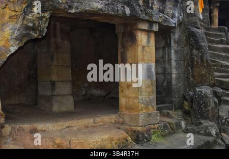 Höhle von Udaygiri in bhubaneswar odisha. Höhle von Udaygiri historischer Ort in Bhuwneswar, orissa in indien. Früher Kattaka Gumpha oder Cuttack Ca Stockfoto