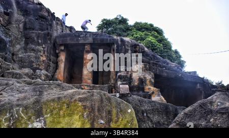 Höhle von Udaygiri in bhubaneswar odisha. Höhle von Udaygiri historischer Ort in Bhuwneswar, orissa in indien. Früher Kattaka Gumpha oder Cuttack Ca Stockfoto