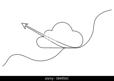 Cloud-Speicher kontinuierliche einzeilige Zeichnung und minimalistischer Stil isolieren Konturvektorsymbol Stock Vektor