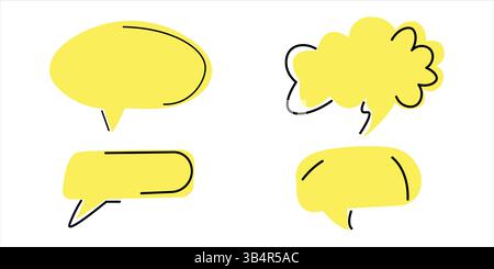 Satz von einfachen gelben handgezeichneten Sprechblasen Vektor-Illustration Stock Vektor