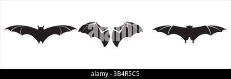 Fledermaus-Silhouetten mit gespreizten Flügeln – Fliegende Fledermaus-Vektor-Illustration Set Stock Vektor