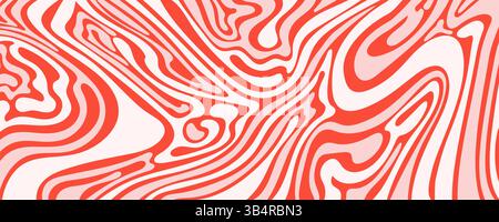 Rotes abstraktes Fluidmuster mit organischen Linien und topografischer Textur auf hellem Hintergrund. Dynamisches Design im Retro-Look. Perfekt für die Moderne Stock Vektor