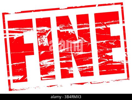 Digitales Composite. Roter Gummistempel - Feinstrafe, Verbrechen, Strafverfolgung, Strafe, Mulct, Kriminalität, Kriminalität, Geld, Finanzen, Geldwesen, Stockfoto