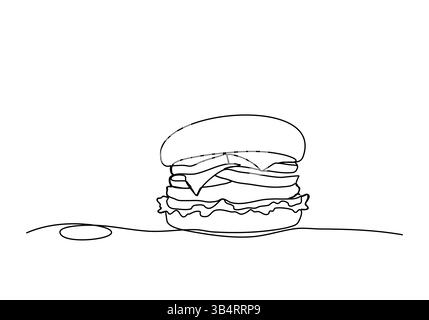 Burger, Vektorillustration für eine Linie. Stock Vektor