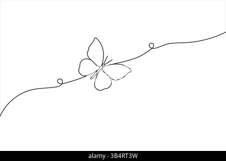 Minimalistische Schmetterlingslinie Kunst – Einfacher Vektor-Umriss Vektor-Illustration Design Stock Vektor