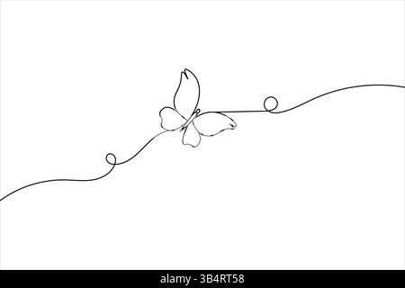 Minimalistische Schmetterlingslinie Kunst – Einfacher Vektor-Umriss Vektor-Illustration Design Stock Vektor