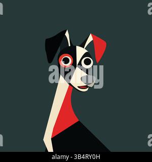 Geometrisches Flaches Design Hundeillustration | Minimal Animal Art Vector Stock Vektor