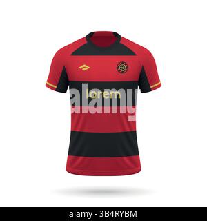 Realistisches 3D-Fußballtrikot im Sport Recife-Stil, Vorlage für Fußballtrikot 2025 Stock Vektor