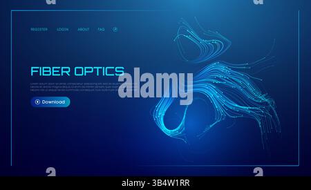 Hintergrunddaten LWL Line Light Speed abstraktes Tech Network Konzept. Blaues 5G WAVE Connect City Cable Digital Flow Synergy. Hyperlanblau Stock Vektor