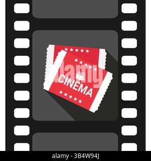 Kinokarten-Symbol im Filmstreifen. Symbol für Kinofilm. Vektorabbildung Stock Vektor