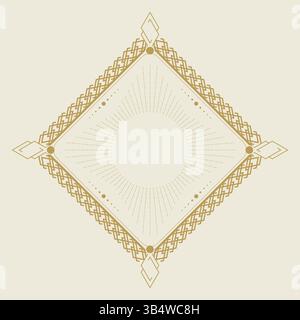 Art-Deco-Rahmen in Rautenform auf hellem Hintergrund. Vintage-Retro-Design im Art déco-Stil. Vektorabbildung Stock Vektor