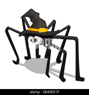 Niedliche Halloween-Spider-Cartoon-Figur mit Hexenhut. Vektorillustration für Ihre Design-Grußkarte, Poster, Aufkleber oder mehr Stock Vektor