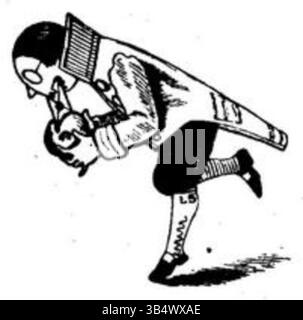 Diese Illustration aus der Ausgabe 1846 der Fliegenden Blätter kommentiert mit Karikatur und Satire politische und soziale Fragen in Deutschland. Das Kunstwerk kritisiert zeitgenössische Figuren und gesellschaftliche Anliegen der Zeit und spiegelt den Humor der deutschen Kultur Mitte des 19. Jahrhunderts wider. Stockfoto