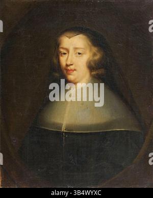 Eine Kopie eines Porträts aus dem 17. Jahrhundert, das Anne-Geneviève de Bourbon, die Witwe von Henri II. D’Orléans, darstellt. Das Gemälde wurde historisch fälschlicherweise als Anne von Österreich, Witwe Ludwigs XIII. Von Frankreich, identifiziert. Stockfoto