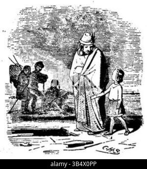 Diese Illustration aus der 1846 von Carl Hermann Schmolze geschaffenen Ausgabe der „Fliegenden Blätter“ setzt die Tradition satirischer und karikierter Kommentare zur heutigen deutschen Gesellschaft fort. Stockfoto