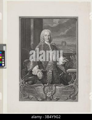 Dieser Kupferstich von Johann Wilhelm Windter und Gabriel Müller aus dem Jahr 1760 zeigt Bernhard Walter Marperger. Sie ist Teil der Hamburger Staats- und Universitätsbibliothek Carl von Ossietzky, die Porträtkunst des 18. Jahrhunderts illustriert. Stockfoto