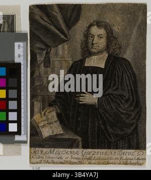 Kupferstich von Joh. Melchior Goezius, eine Variante von Johann Melchior Goeze, untergebracht in der Hamburger Staats- und Universitätsbibliothek Carl von Ossietzky. Das Porträt ist mit feinen Gravurtechniken versehen. Stockfoto