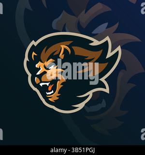 Lion Mascot Logo Design Vektor mit modernem Illustrationskonzept Stil für Abzeichen, Emblem und T-Shirt Druck. Illustration des Löwenkopfes. Stock Vektor