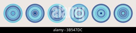 Muster Mosaik griechische Ornament antike Fliesen Hintergrund römisches Motiv Design kreisförmiger ethnischer Fries. Blauer, blumiger mediterraner Rand mit Wellenstruktur Stock Vektor