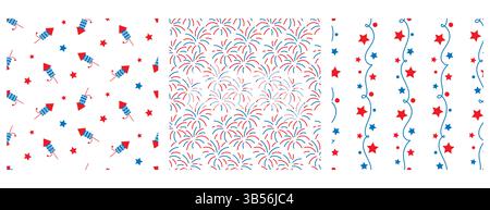 Feuerwerk nahtloser Hintergrund 4. Juli-Druck Stock Vektor