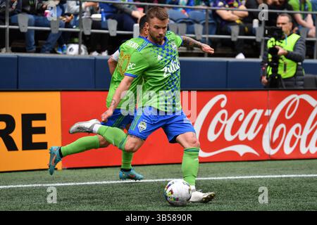 18. Juni 2022: Albert Rusnak, Mittelfeldspieler der Seattle Sounders, während des MLS-Fußballspiels zwischen LAFC und Seattle Sounders FC im Lumen Field in Seattle, WA. Steve Faber/CSM (Foto: © Steve Faber/CSM via ZUMA Press Wire) Stockfoto