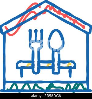 Home Dinner Icon Doodle Illustration Stock Vektor