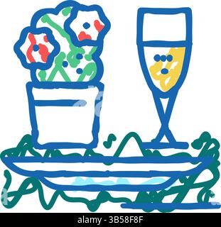 Romantische Dinner-Ikone-Illustration Stock Vektor