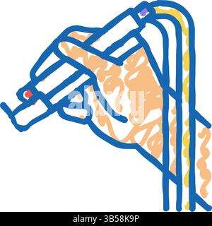 Farblaser-Symbol-Doodle-Illustration Stock Vektor