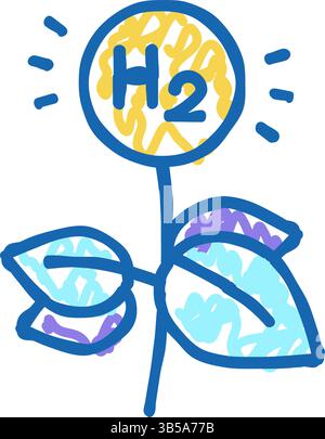 ECO Energy Wasserstoff Icon Kritzelillustration Stock Vektor