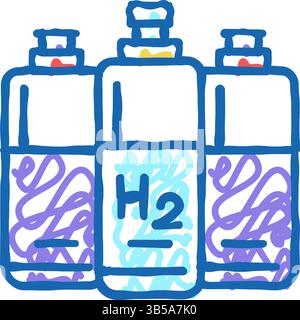 Zylinder Wasserstoff Symbol Doodle Illustration Stock Vektor