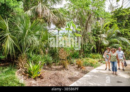 Orlando Florida, Harry P Leu Gardens, botanischer Garten, Mann Frau Paar Frauen, Erwachsene Wanderweg, Gruppe von drei Personen, tropischer Pflanzengarten PA Stockfoto